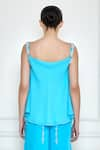 DILNAZ_Sky Blue Georgette Embroidered Sequin Embellished Straps Camisole  _Online_at_Aza_Fashions