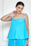 Buy_DILNAZ_Sky Blue Georgette Embroidered Sequin Embellished Straps Camisole  _Online_at_Aza_Fashions