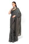 Buy_Rabani & Rakha_Black Georgette Sequins, Sairaa Floral Jaal Embroidered Saree With Blouse _Online_at_Aza_Fashions