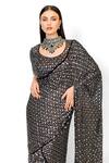 Rabani & Rakha_Black Georgette Sequins, Sairaa Floral Jaal Embroidered Saree With Blouse _at_Aza_Fashions
