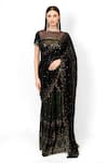 Rabani & Rakha Black Georgette Sequins, Crystals Pre-stitched Embroidered Saree With Blouse Online at Aza Fashions Rabani & Rakha_Black Georgette Sequins, Crystals Pre-stitched Embroidered Saree With Blouse _Online_at_Aza_Fashions