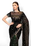 Shop Rabani & Rakha Black Georgette Sequins, Crystals Pre-stitched Embroidered Saree With Blouse Online at Aza Fashions Shop_Rabani & Rakha_Black Georgette Sequins, Crystals Pre-stitched Embroidered Saree With Blouse _Online_at_Aza_Fashions