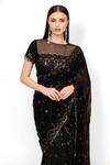 Rabani & Rakha Black Georgette Sequins, Crystals Pre-stitched Embroidered Saree With Blouse at Aza Fashions Rabani & Rakha_Black Georgette Sequins, Crystals Pre-stitched Embroidered Saree With Blouse _at_Aza_Fashions