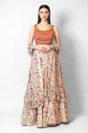 Buy_Rabani & Rakha_Ivory Net, Silk Sequins, Embroidery Scoop Neck Nadia Rajputana Print Lehenga Set _at_Aza_Fashions