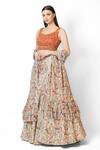 Buy_Rabani & Rakha_Ivory Net, Silk Sequins, Embroidery Scoop Neck Nadia Rajputana Print Lehenga Set _Online_at_Aza_Fashions