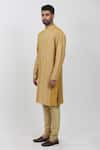 Krishna Mehta_Yellow Tussar Printed And Embroidered Block & Zardozi Kurta Set _at_Aza_Fashions