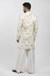 Shop Krishna Mehta Cream Cotton Viscose Embroidered Silk Thread Work Floral Sherwani Set at Aza Fashions Shop_Krishna Mehta_Cream Cotton Viscose Embroidered Silk Thread Work Floral Sherwani Set_at_Aza_Fashions