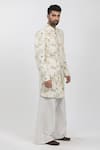 Krishna Mehta Cream Cotton Viscose Embroidered Silk Thread Work Floral Sherwani Set Online at Aza Fashions Krishna Mehta_Cream Cotton Viscose Embroidered Silk Thread Work Floral Sherwani Set_Online_at_Aza_Fashions