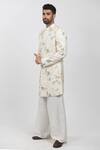 Buy Krishna Mehta Cream Cotton Viscose Embroidered Silk Thread Work Floral Sherwani Set Online at Aza Fashions Buy_Krishna Mehta_Cream Cotton Viscose Embroidered Silk Thread Work Floral Sherwani Set_Online_at_Aza_Fashions