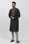 Buy_Krishna Mehta_Black Tussar Hand Block Printed Bandhani Kurta Set _Online_at_Aza_Fashions
