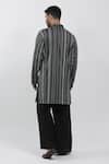 Krishna Mehta_Black Cotton, Viscose Embroidery Textured Stripe Kurta Set _Online_at_Aza_Fashions