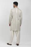 Krishna Mehta_Off White Cotton Viscose Embroidery Stripe Textured Pattern Kurta Set _Online_at_Aza_Fashions