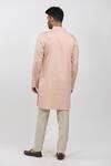 Krishna Mehta_Peach Cotton, Viscose Mandarin Collar Textured Kurta Set _Online_at_Aza_Fashions