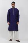 Buy_Krishna Mehta_Purple Tussar Embroidery Full Sleeve Polka Dots Kurta Set _at_Aza_Fashions