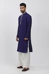Krishna Mehta_Purple Tussar Embroidery Full Sleeve Polka Dots Kurta Set _Online_at_Aza_Fashions