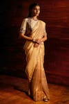 Buy_Mimamsaa_Gold Silk Tissue Woven And Embroidered Diana Saree With Blouse Piece  _at_Aza_Fashions