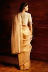 Shop_Mimamsaa_Gold Silk Tissue Woven And Embroidered Diana Saree With Blouse Piece  _at_Aza_Fashions