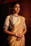 Mimamsaa_Gold Silk Tissue Woven And Embroidered Diana Saree With Blouse Piece  _Online_at_Aza_Fashions