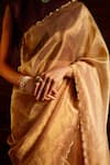 Mimamsaa_Gold Silk Tissue Woven And Embroidered Diana Saree With Blouse Piece _Online_at_Aza_Fashions