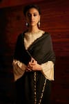 Shop_Mimamsaa_Black Silk Munga Woven And Embroidered Olivia Saree With Blouse Piece  _at_Aza_Fashions