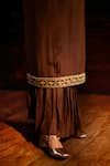 Shop_Mimamsaa_Brown Silk Munga Woven And Embroidered Phebe Kurta Pleated Palazzo Set  _Online_at_Aza_Fashions