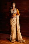 Buy_Mimamsaa_Ivory Silk Munga Woven Floral And Portia Saree With Blouse Piece  _at_Aza_Fashions