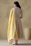 Shop_VARUN CHHABRA_Yellow Anarkali Cambric Cotton Hand Block Printed Floral V Neck Angrakha Set_at_Aza_Fashions