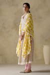 Buy_VARUN CHHABRA_Yellow Anarkali Cambric Cotton Hand Block Printed Floral V Neck Angrakha Set_Online_at_Aza_Fashions