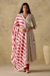 Buy_VARUN CHHABRA_Maroon Anarkali Cambric Cotton Hand Block Printed Floral Bloom Angrakha Set_at_Aza_Fashions