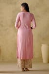 Shop_VARUN CHHABRA_Pink Kurta Mul Cotton Embroidery Round Set _at_Aza_Fashions
