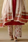 Buy_VARUN CHHABRA_Maroon Kurta Mul Cotton Embroidery Round Palazzo Set _Online_at_Aza_Fashions