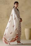 VARUN CHHABRA_Maroon Kurta And Palazzo Cambric Cotton Hand Block Printed Floral Set _Online_at_Aza_Fashions