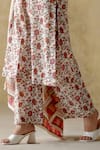 Shop_VARUN CHHABRA_Maroon Kurta And Palazzo Cambric Cotton Hand Block Printed Floral Set _Online_at_Aza_Fashions