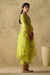 VARUN CHHABRA_Green Anarkali And Palazzo Chanderi Silk Lined With Mul Cotton Resham Set_at_Aza_Fashions