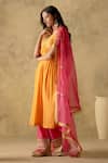 VARUN CHHABRA_Orange Anarkali And Palazzo Chanderi Silk Lined With Mul Cotton Mirror Set_at_Aza_Fashions