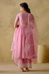 Shop_VARUN CHHABRA_Pink Anarkali And Palazzo Chanderi Silk Lined With Mul Cotton Dabka Set_at_Aza_Fashions