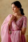 VARUN CHHABRA_Pink Anarkali And Palazzo Chanderi Silk Lined With Mul Cotton Dabka Set_Online_at_Aza_Fashions