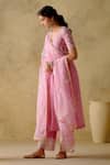 Shop_VARUN CHHABRA_Pink Anarkali And Palazzo Chanderi Silk Lined With Mul Cotton Dabka Set_Online_at_Aza_Fashions
