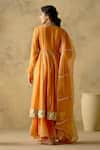 VARUN CHHABRA_Orange Anarkali And Sharara Chanderi Silk Lined With Mul Cotton Embroidered Set_Online_at_Aza_Fashions