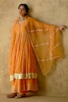 Buy_VARUN CHHABRA_Orange Anarkali And Sharara Chanderi Silk Lined With Mul Cotton Embroidered Set_Online_at_Aza_Fashions