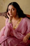 Shop_VARUN CHHABRA_Pink Anarkali And Sharara Chanderi Silk Lined With Mul Cotton Zari Set_Online_at_Aza_Fashions