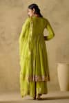Shop_VARUN CHHABRA_Green Anarkali And Sharara Chanderi Silk Lined With Mul Cotton Gota Set_at_Aza_Fashions