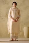 Buy_VARUN CHHABRA_Ivory Kurta And Palazzo Chanderi Silk Lined With Mul Cotton Zari Set _at_Aza_Fashions