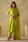 Buy_VARUN CHHABRA_Green Kurta And Palazzo Chanderi Silk Lined With Mul Patra Set _at_Aza_Fashions