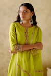 VARUN CHHABRA_Green Kurta And Palazzo Chanderi Silk Lined With Mul Patra Set _Online_at_Aza_Fashions