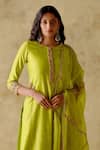 Buy_VARUN CHHABRA_Green Kurta And Palazzo Chanderi Silk Lined With Mul Patra Set _Online_at_Aza_Fashions