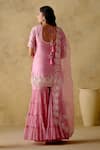 Shop_VARUN CHHABRA_Pink Kurta And Gharara Chanderi Silk Lined With Mul Cotton Mirror Set_at_Aza_Fashions