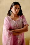 VARUN CHHABRA_Pink Kurta And Gharara Chanderi Silk Lined With Mul Cotton Mirror Set_Online_at_Aza_Fashions