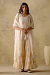 Buy_VARUN CHHABRA_Ivory Kurta And Gharara Chanderi Silk Lined With Mul Resham Set _at_Aza_Fashions