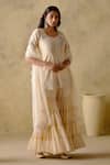 Buy_VARUN CHHABRA_Ivory Kurta And Gharara Chanderi Silk Lined With Mul Resham Set _Online_at_Aza_Fashions